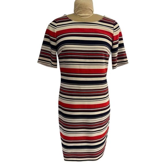 Preston & York Red/White/Blue Stripe Shift Dress Sz. 8 Summer America Office - Picture 2 of 8